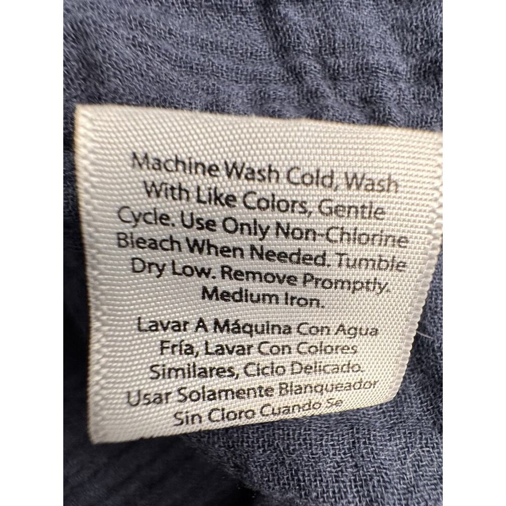 Time and Tru L Blue Button Shirt Crinkle Cotton Fabric Long Sleeve Picked - Picture 15 of 16